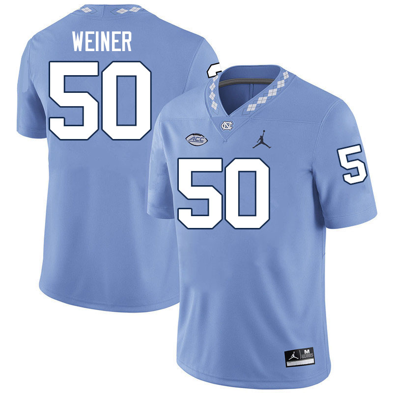 #50 Art Weiner North Carolina Tar Heels Jerseys,Apparels,Uniforms Stitched-Carolina Blue